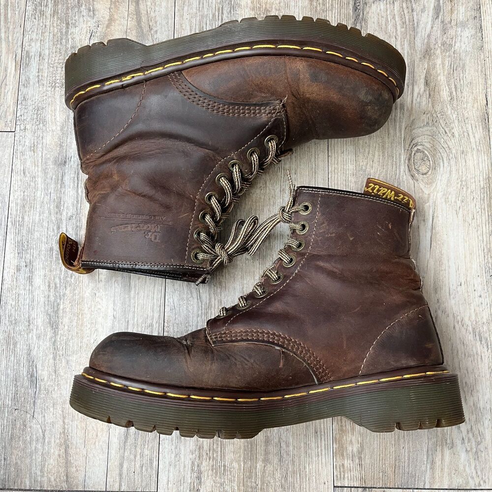 Dr. Martens 1460 Crazy Horse Brown Leather 8-Eye Boots UK 8 US 9 Vintage MIE